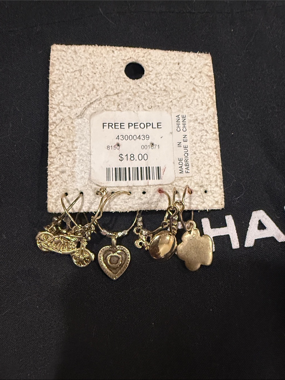 Free People Gold Tone Charm Hoop Earring Set